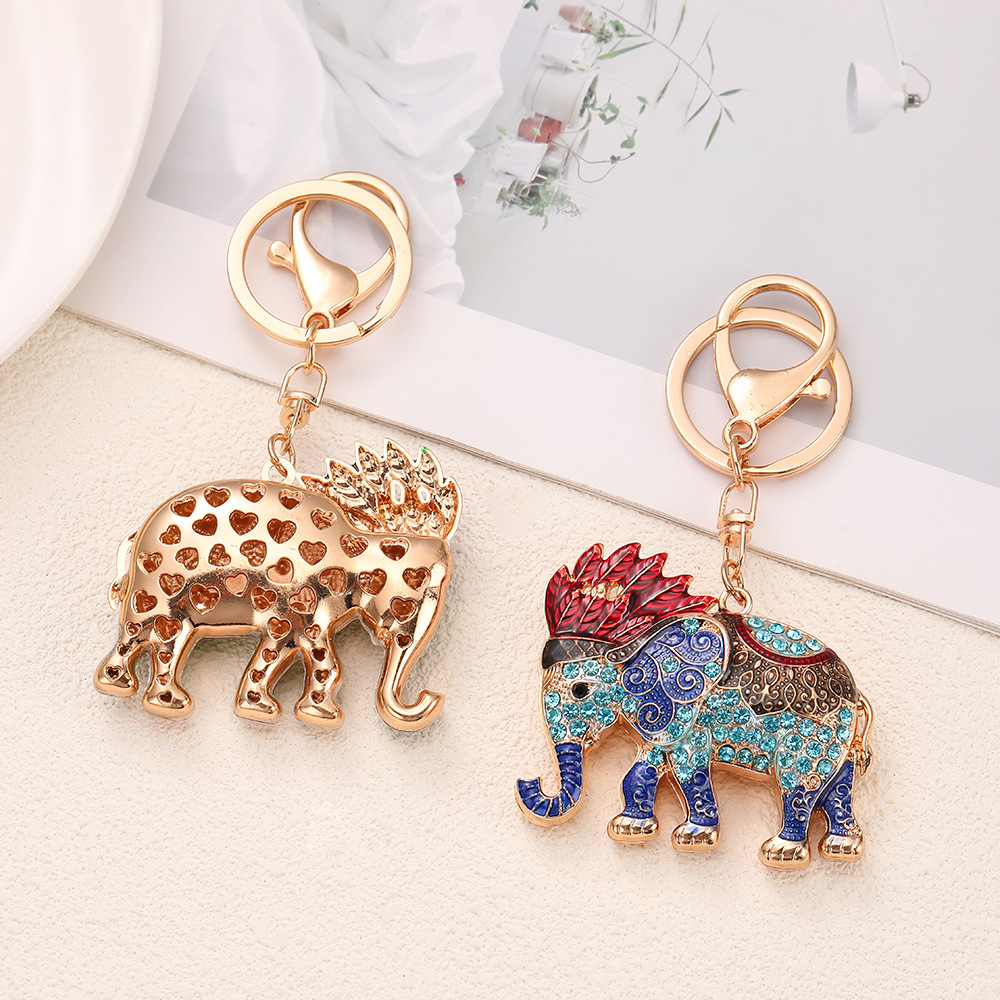 Rhinestone Elephant Keychain Keyring Netby