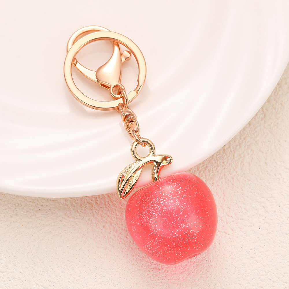 Rhinestone Red Green Apple Keychain Keyring Netby