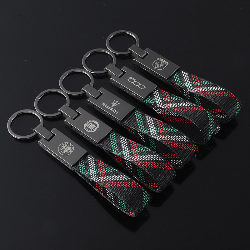 Knitting Car Logo Keychain Keyring Keyfob for Alfa Romeo Abarth Fiat 500 Maserati Netby