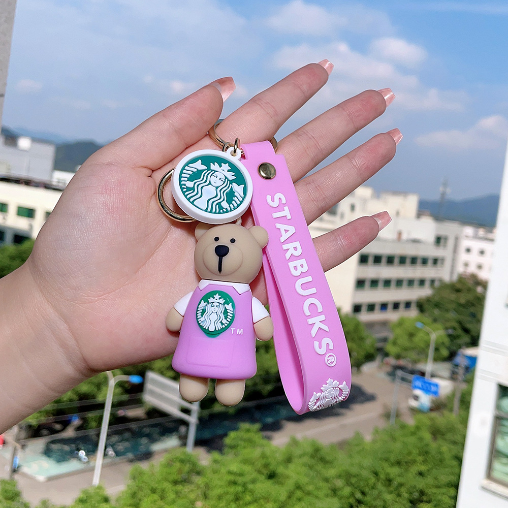 Rubber Starbucks Bear Coffee Cup Keychain Keyring Netby