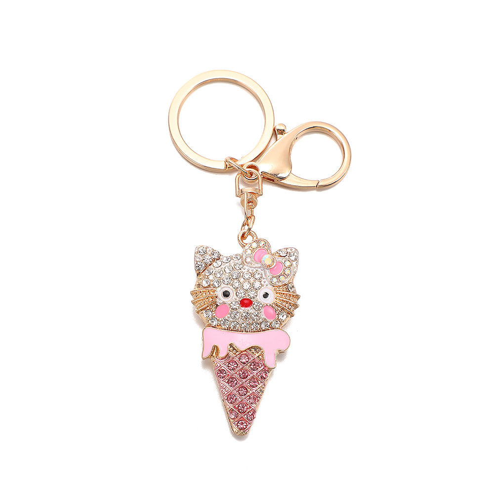 Rhinestone Icecream Cat Keychain Keyring Netby