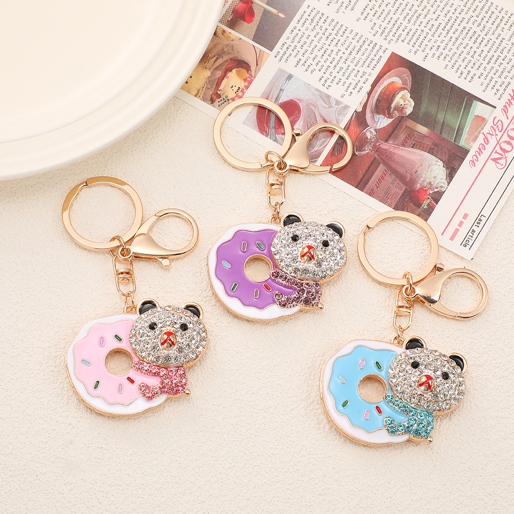 Rhinestone Donut Bear Keychain Keyring Netby
