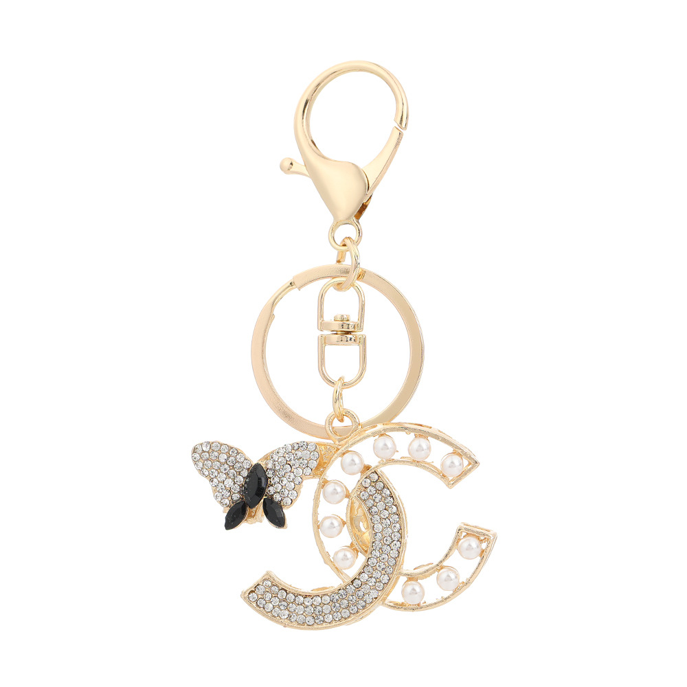 Rhinestone Double C Letter Keychain Keyring Netby