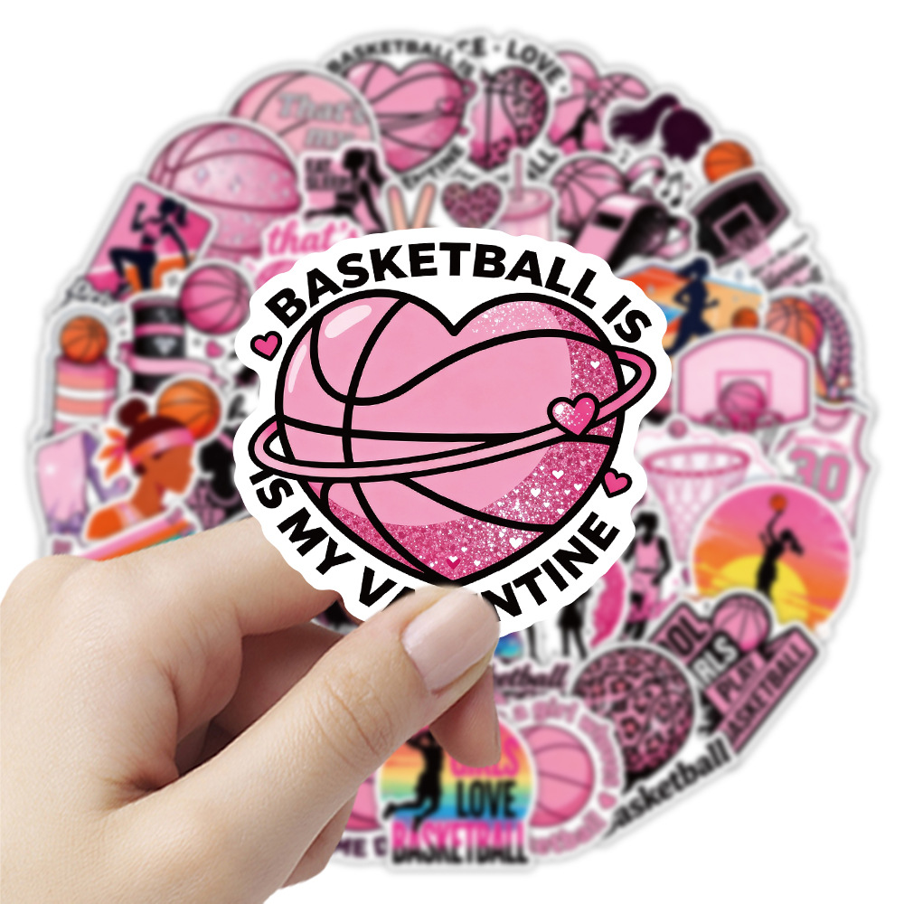 50pcs/pack Pink Basketball Stickers for Women Female Sports Netby