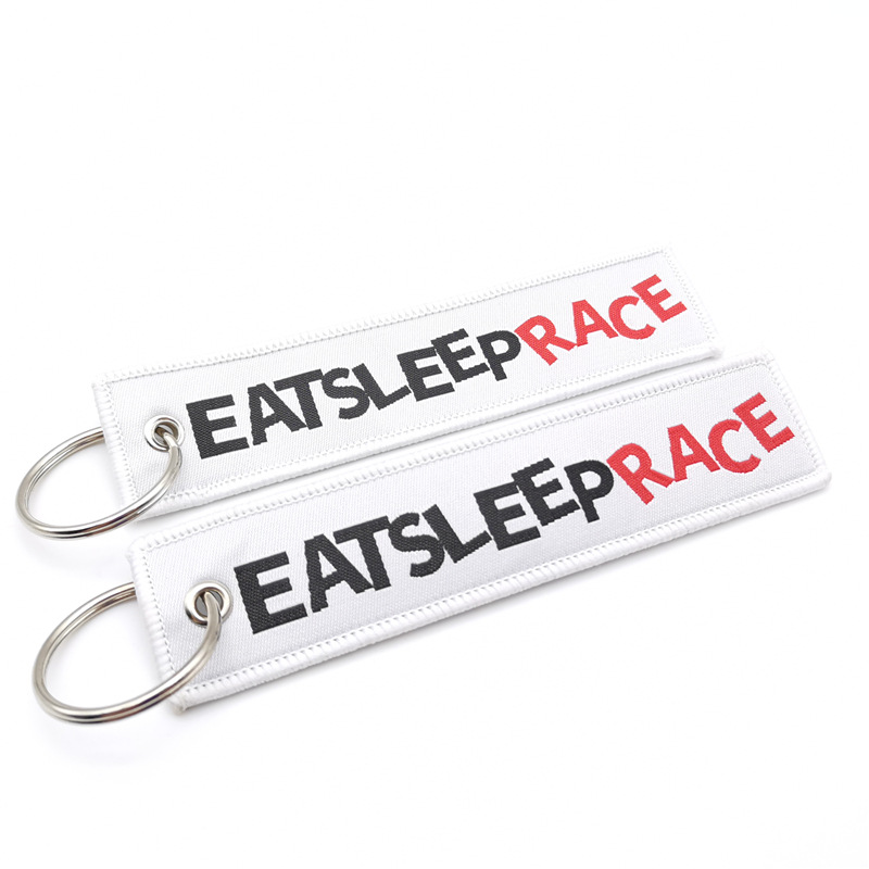 Short Cloth Strip Keyring Keychain for Motorbike with Logo Emblem Badge Netby