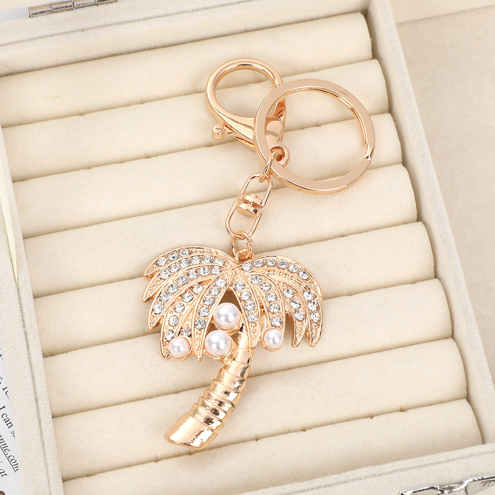 Rhinestone COCONUT TREE Keychain Keyring Netby