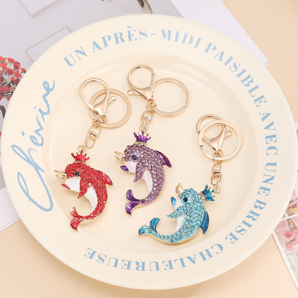 Rhinestone Dolphin Keychain Keyring Netby