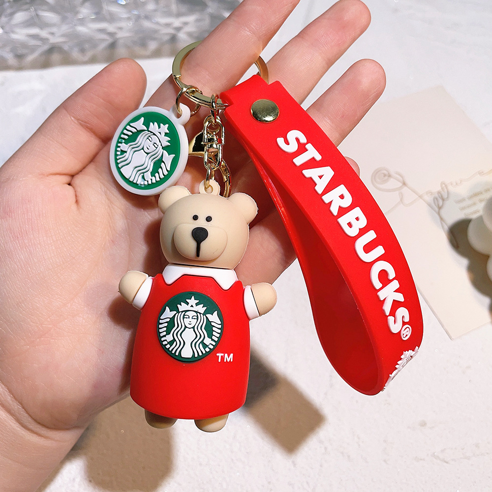 Rubber Starbucks Bear Coffee Cup Keychain Keyring Netby