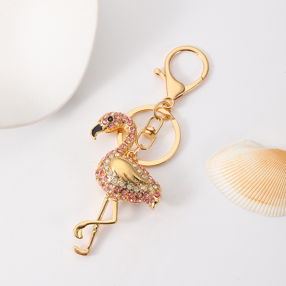 Rhinestone Flamingo Keychain Keyring Netby