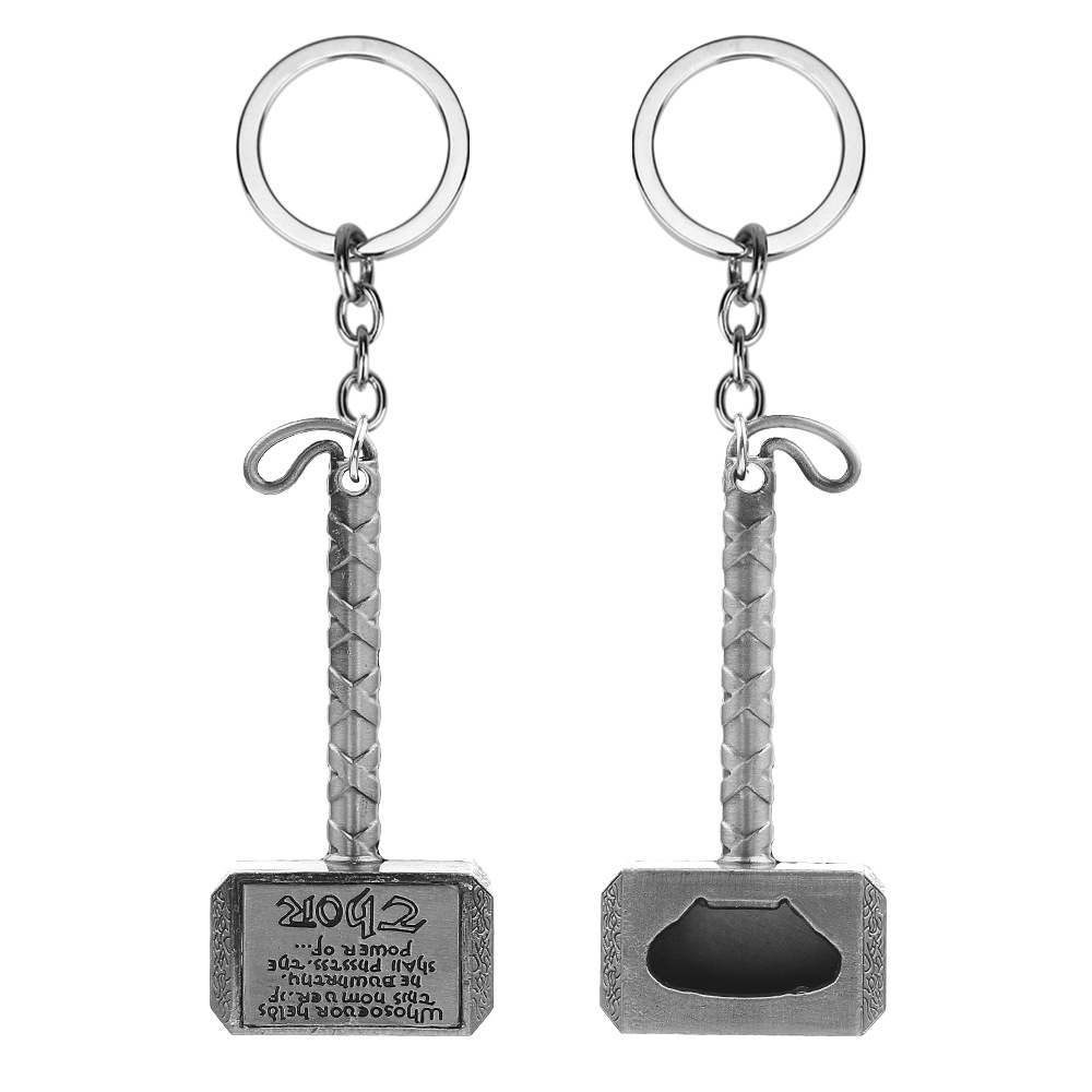 Metal Marvel Movie Avengers Thor's Hammer Bottle Opener Keychain Keyring Netby