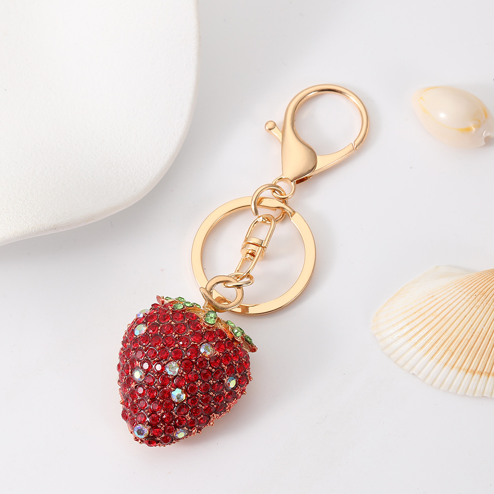 Strawberry Rhinestone Keychain Keyring Netby