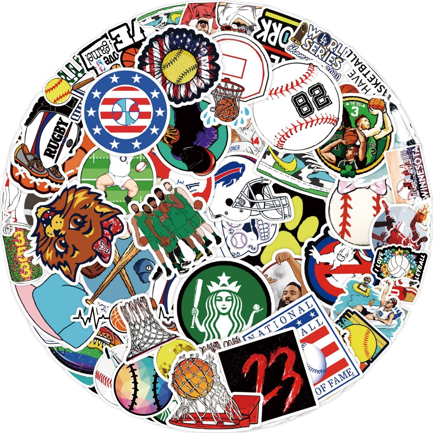 50pcs/pack Football Basketball Tennis Boxing Baseball Shooting Golf Volleyball Anti Water Sticker Netby