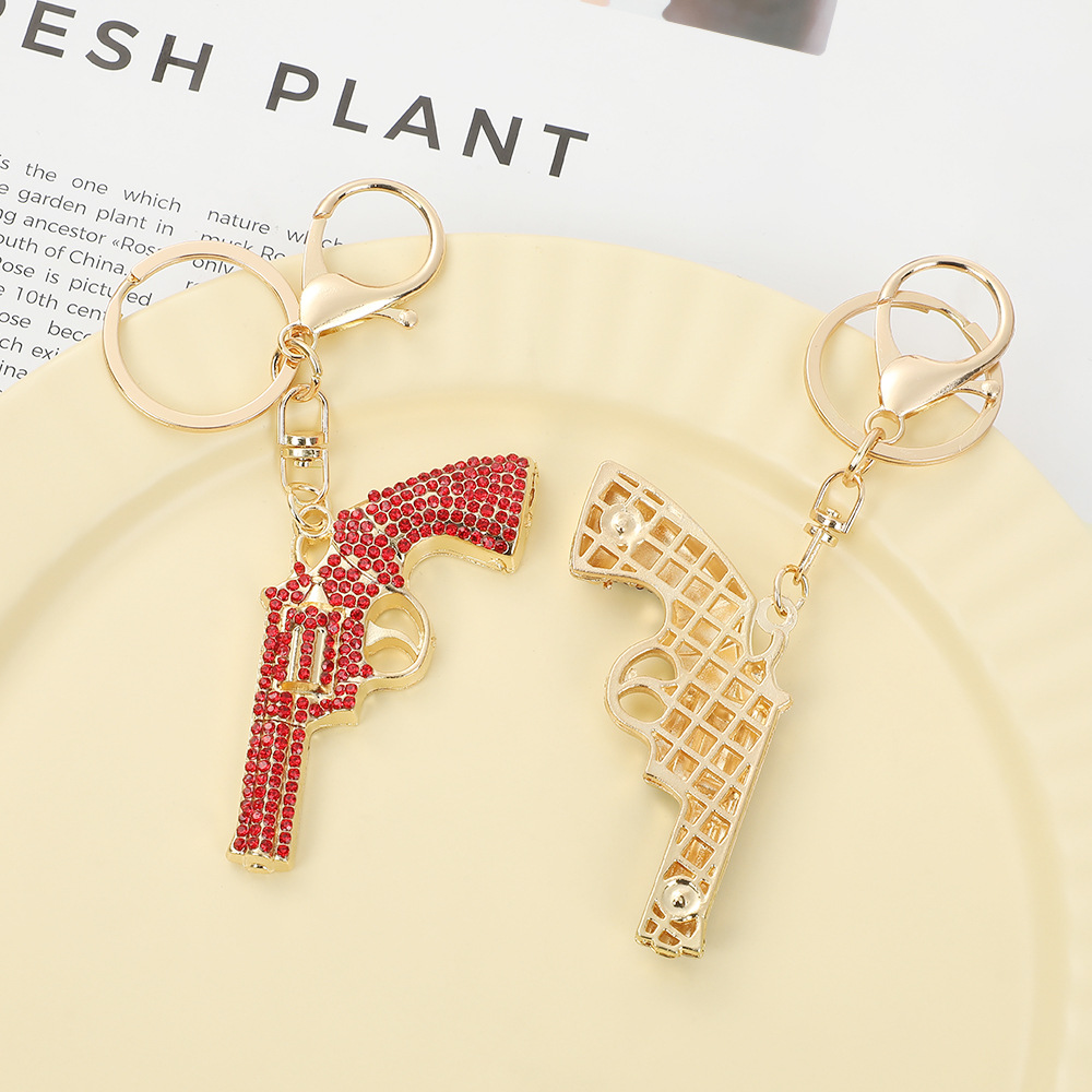 Rhinestone Pistol Gun Keychain Keyring Netby