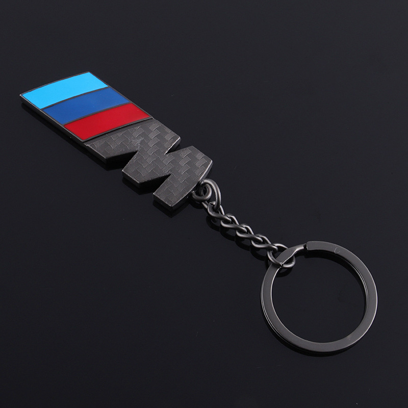 Metal Carbon Fiber Print Car Logo Keychain Keyring Keyfob for BMW M Power Motorsport Netby