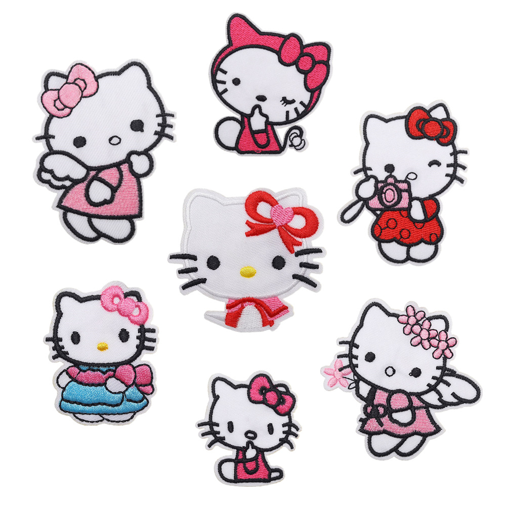 Embroidery Hello Kitty Cute Cat Fabric Sticker Patch Netby