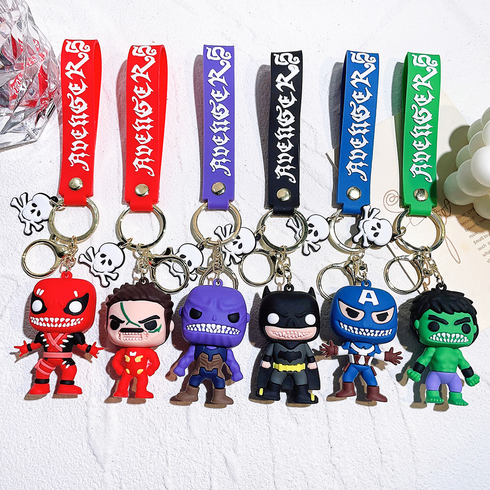 PVC Avengers Superhero Movie Keychain Keyring Captain America Hulk Thanos Spiderman Deadpool Ironman Thor Netby