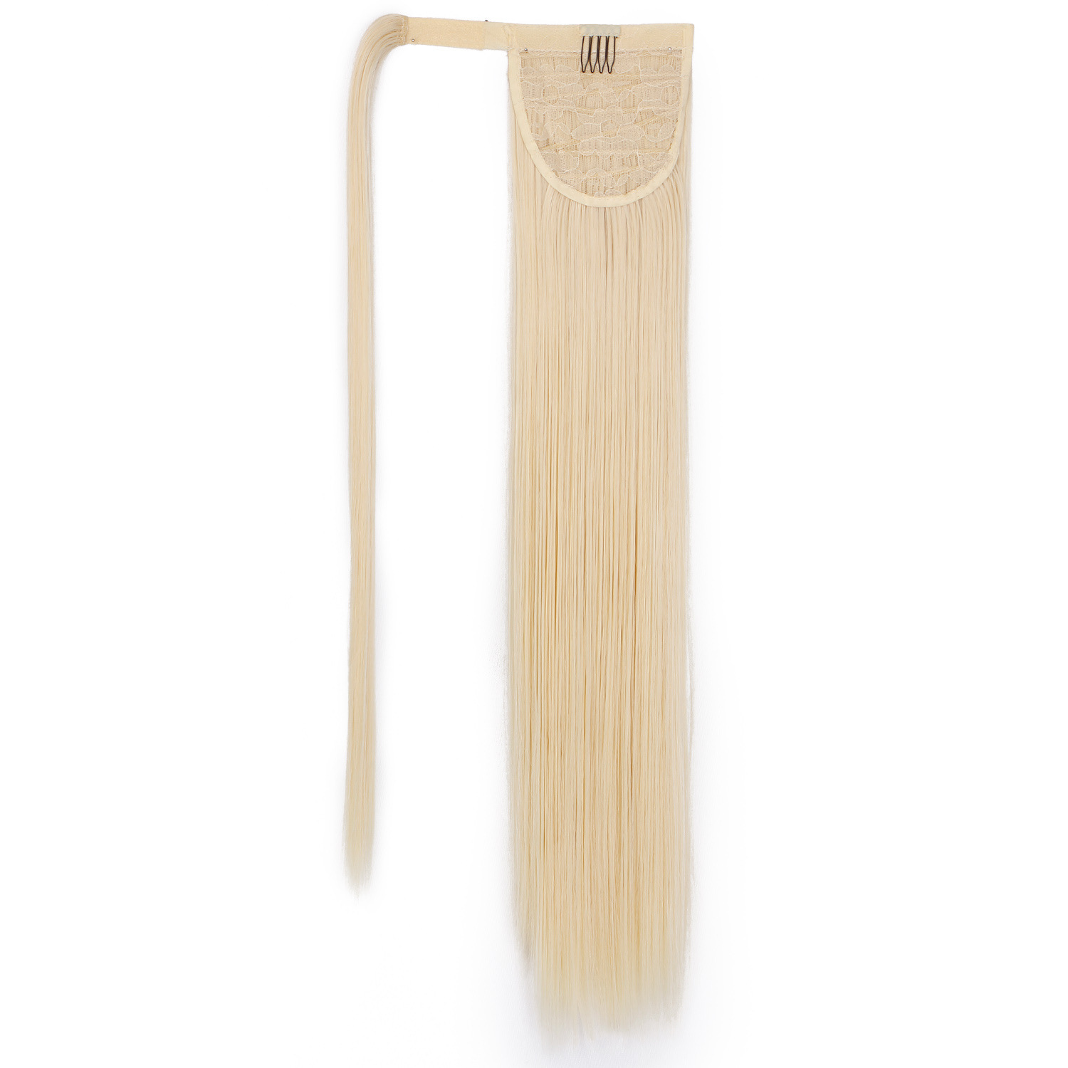 24 inches Straight Hair Velcro Ponytail High Temperature Synthetic Hair Netby