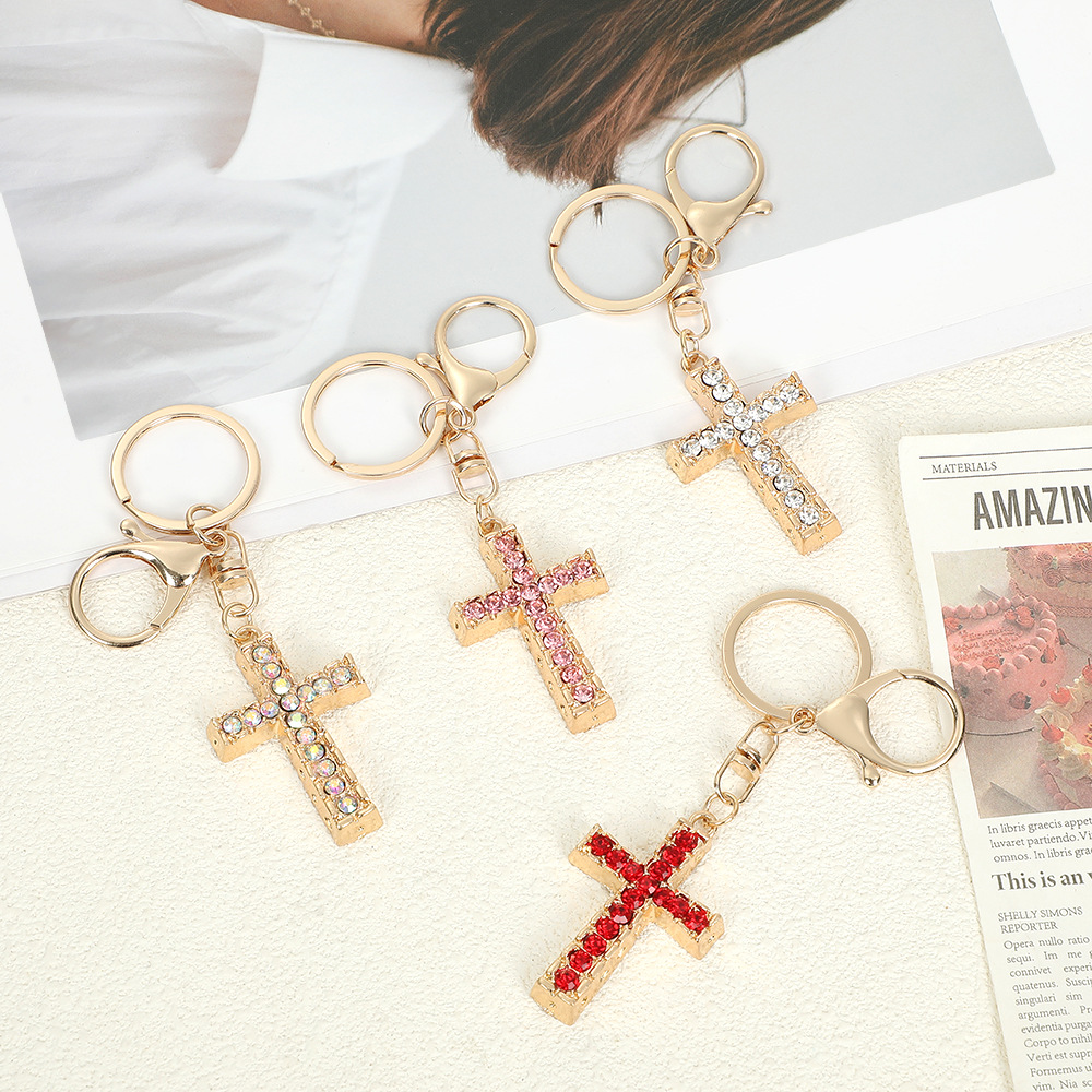Rhinestone Cross Keychain Keyring Netby