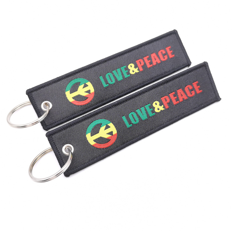 Short Cloth Strip Keyring Keychain for Motorbike with Logo Emblem Badge Netby