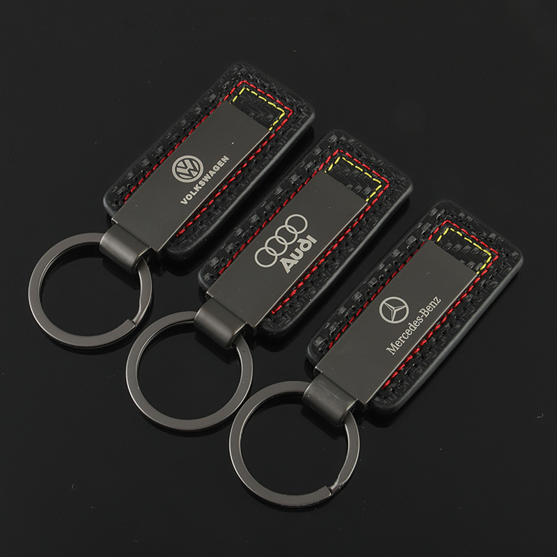 Carbon Fiber Car Logo Keychain Keyring Keyfob for Volkswagen VW Benz Audi Netby