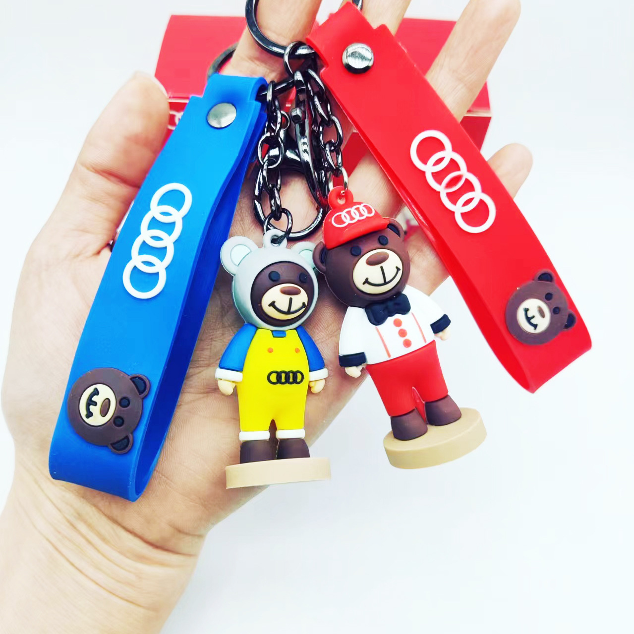 Silicon Audi Bear Keychain Keyring for Audi with Retail Box Netby