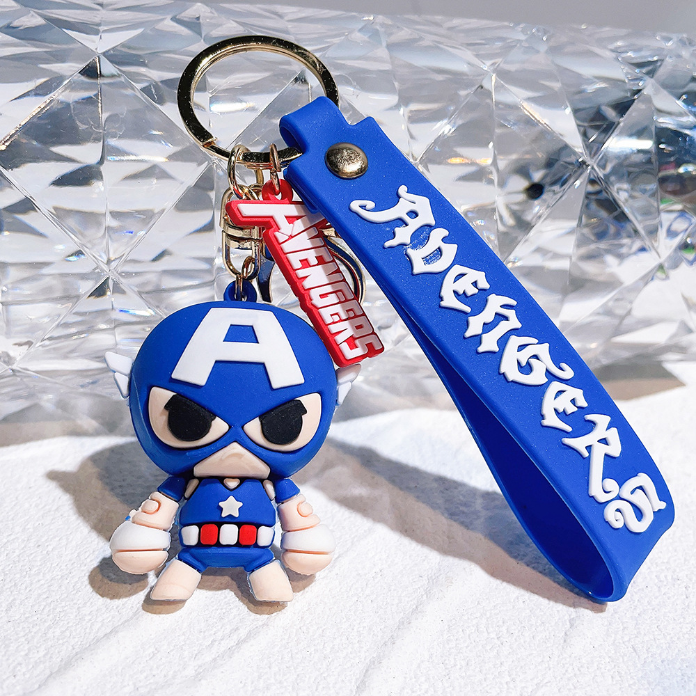 PVC Avengers Superhero Movie Keychain Keyring Captain America Hulk Thanos Spiderman Deadpool Ironman Thor Netby
