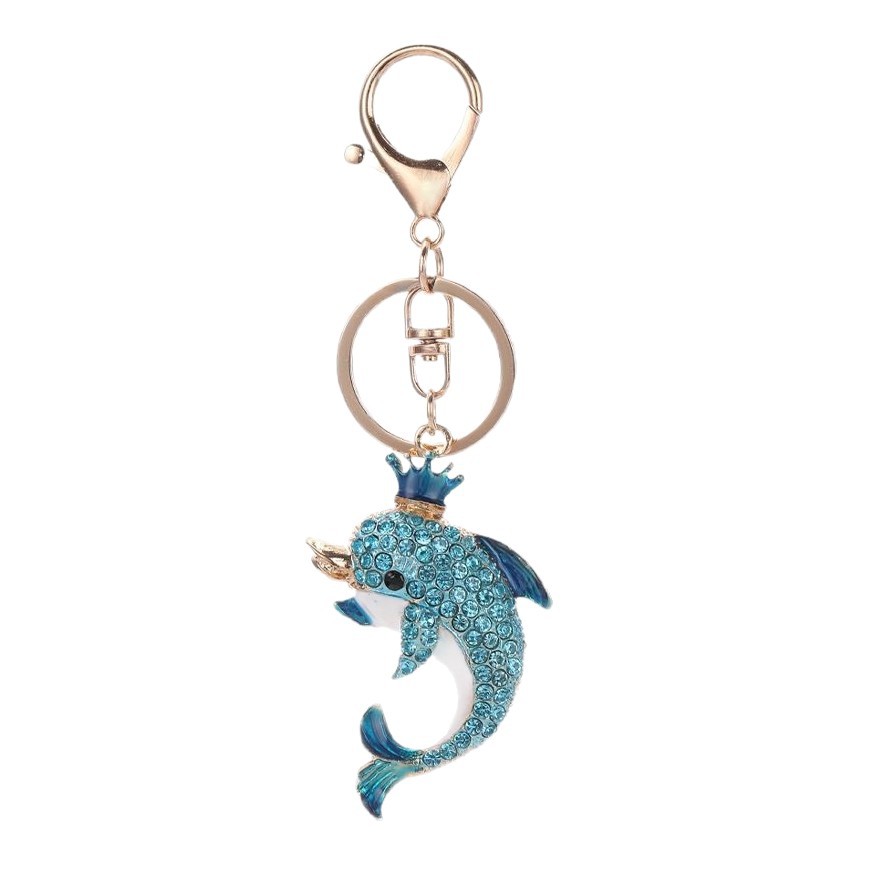 Rhinestone Dolphin Keychain Keyring Netby