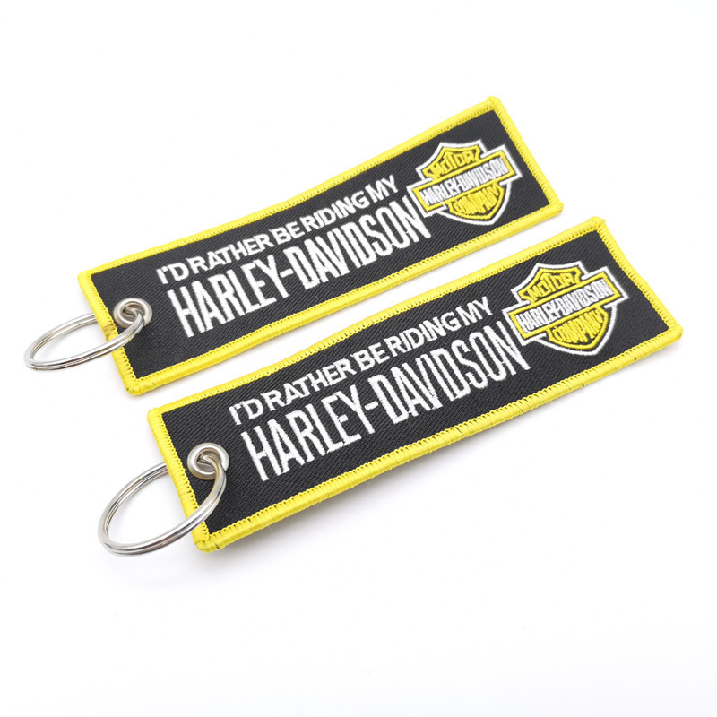 Short Cloth Strip Keyring Keychain for Motorbike with Logo Emblem Badge Netby