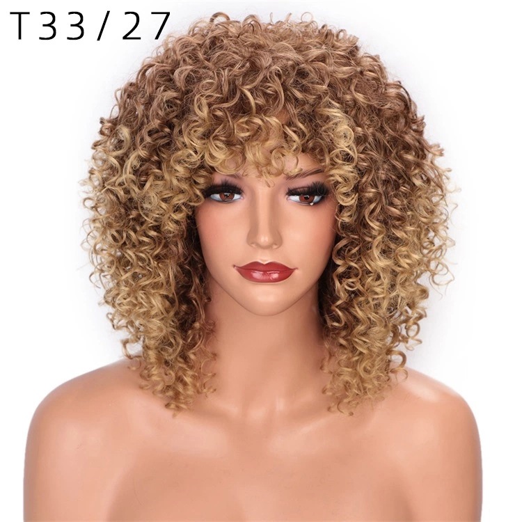 Synthetic Fiber High Temperature African Curly Afro Wig for Women Netby