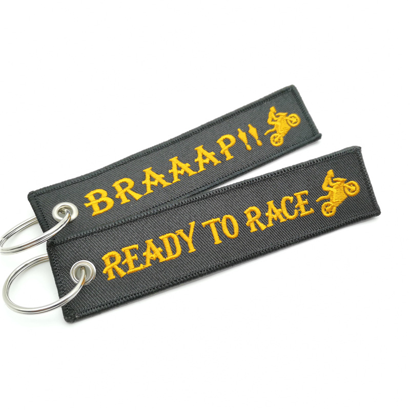 Short Cloth Strip Keyring Keychain for Motorbike with Logo Emblem Badge Netby