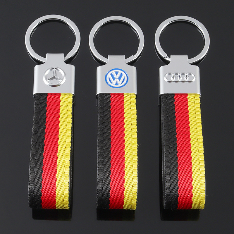 3 Strip Car Logo Keychain Keyring Keyfob for Audi Benz Volkswagen VW Germany National Flag Netby
