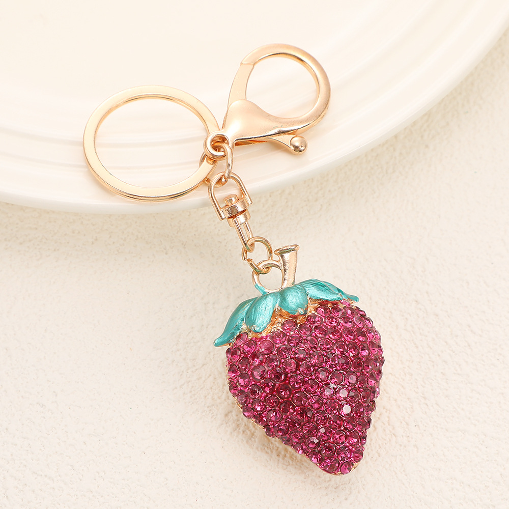 Rhinestone Strawberry Keychain Keyring Netby