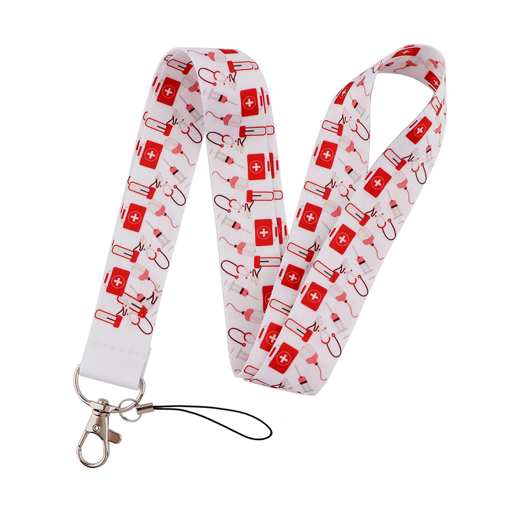 Cute doctor cartoon mobile phone lanyard, multi-color necklace accessories, ID card, camera, keychain, office gift Netby