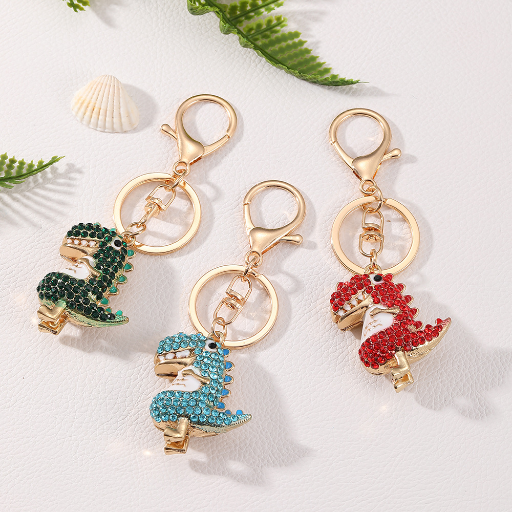 Rhinestone Dinosaur Keychain Keyring Netby