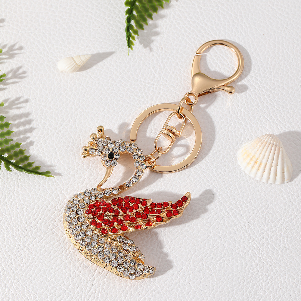 Swan Rhinestone Keychain Keyring Netby