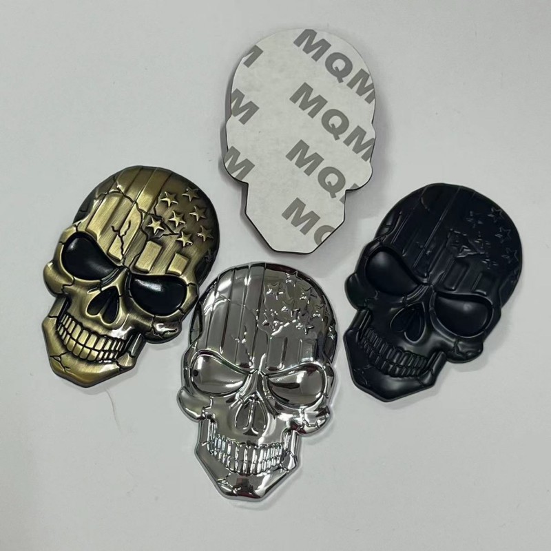 Metal Skull Car Sticker American National Flag Netby