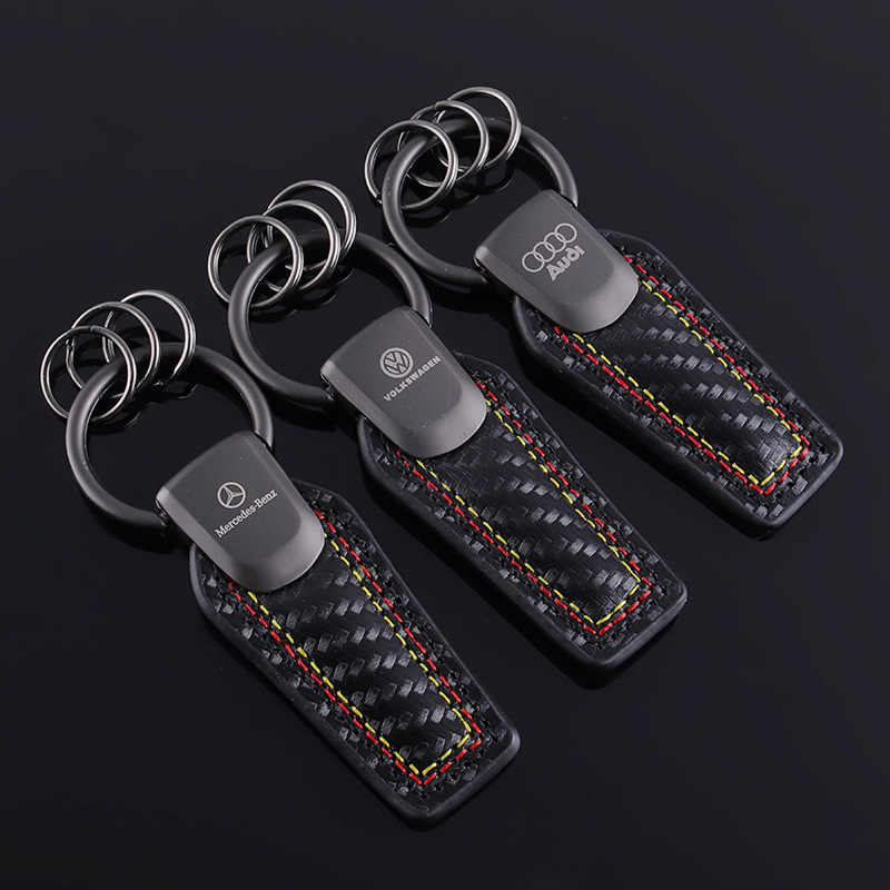 Carbon Fiber Car Logo Keychain Keyring Keyfob for Audi Benz Volkswagen VW Netby