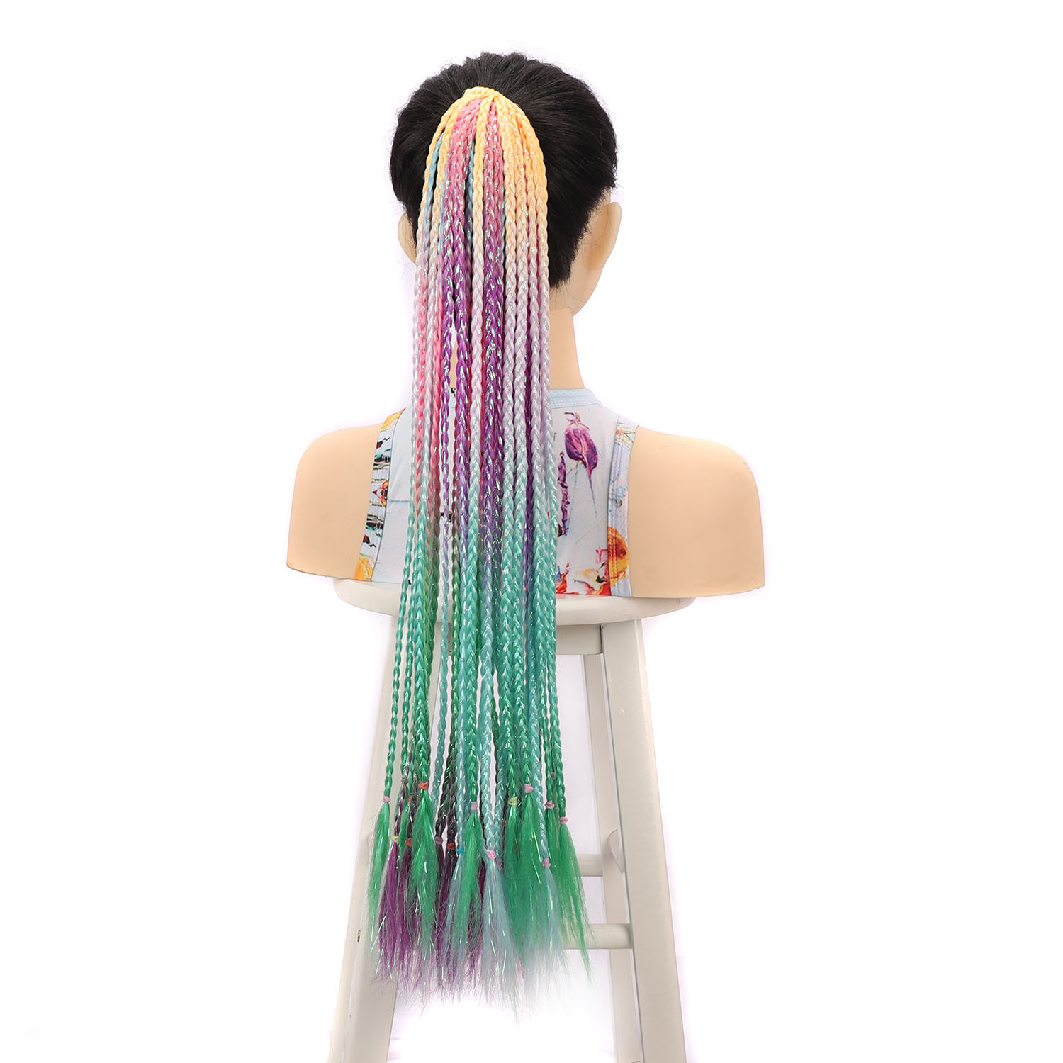 Synthetic Colorful Laser Wire Braids Ponytail Netby