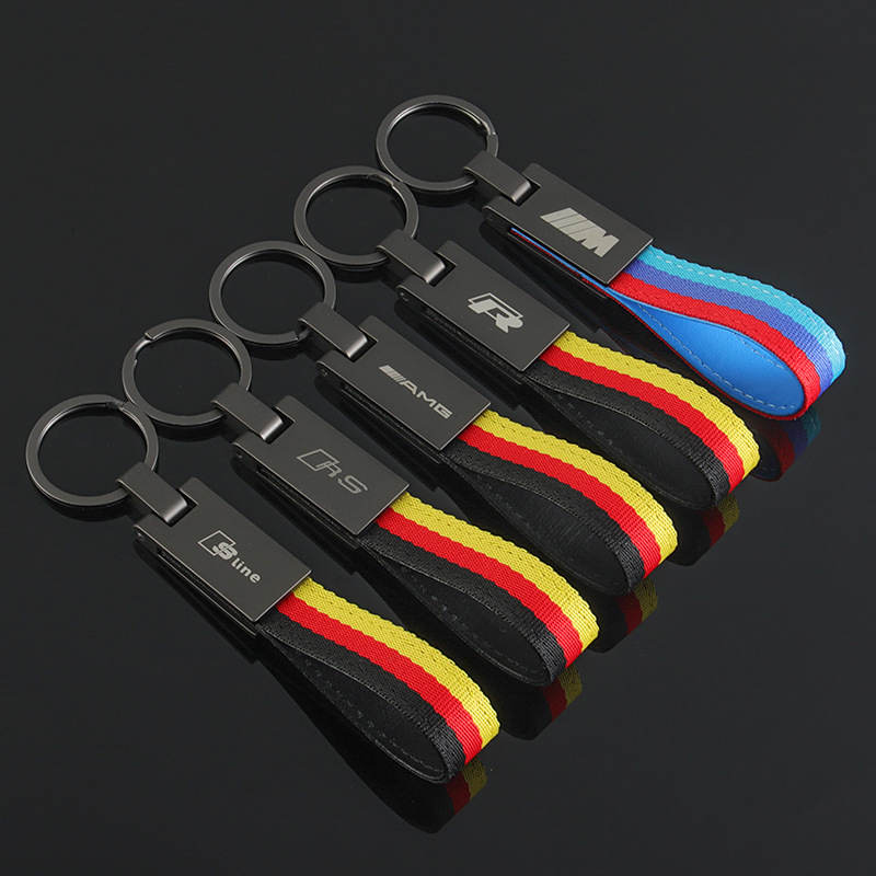 3 Strip Car Logo Keychain Keyring Keyfob for Audi Sline RS Benz AMG BMW M Volkswagen VW R RLINE Netby