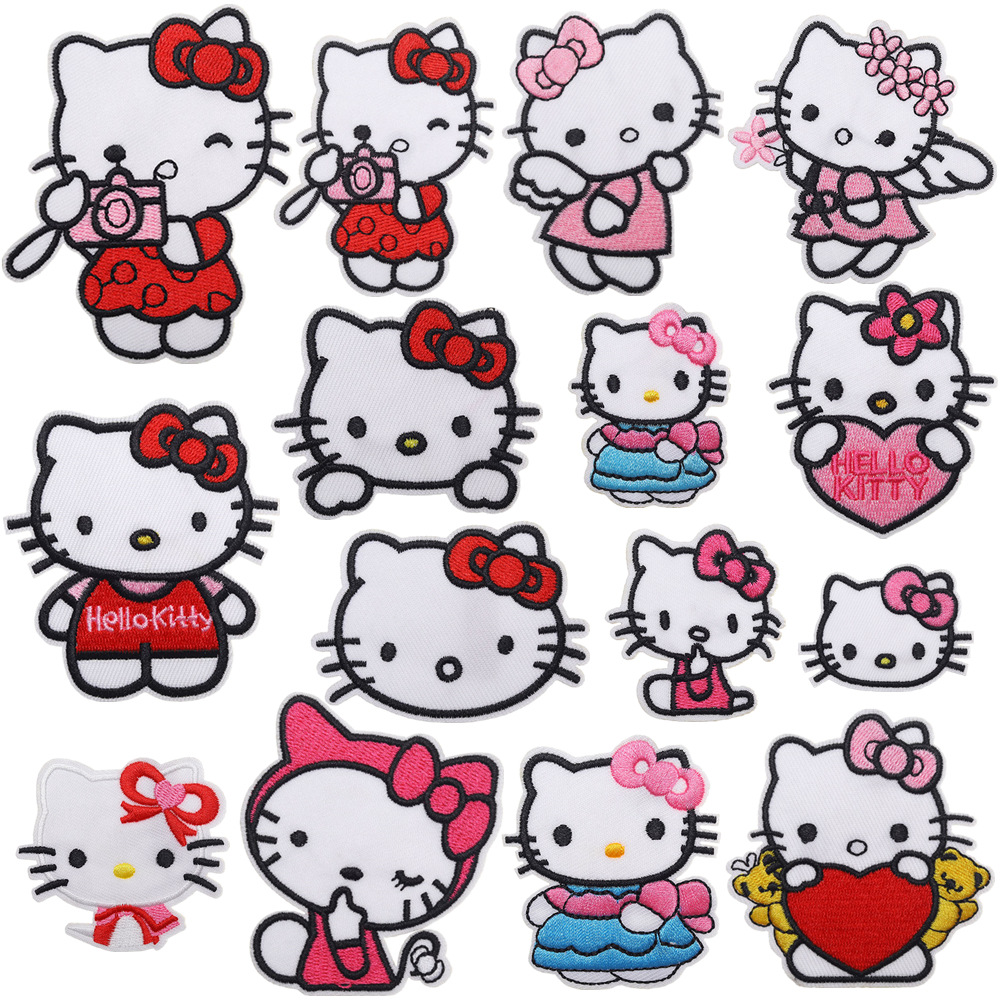 Embroidery Hello Kitty Cute Cat Fabric Sticker Patch Netby
