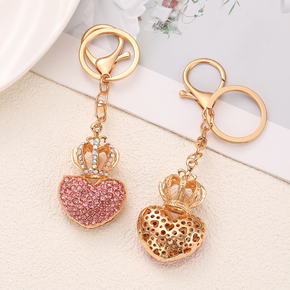 Rhinestone Crown Love Heart Keychain Keyring Netby