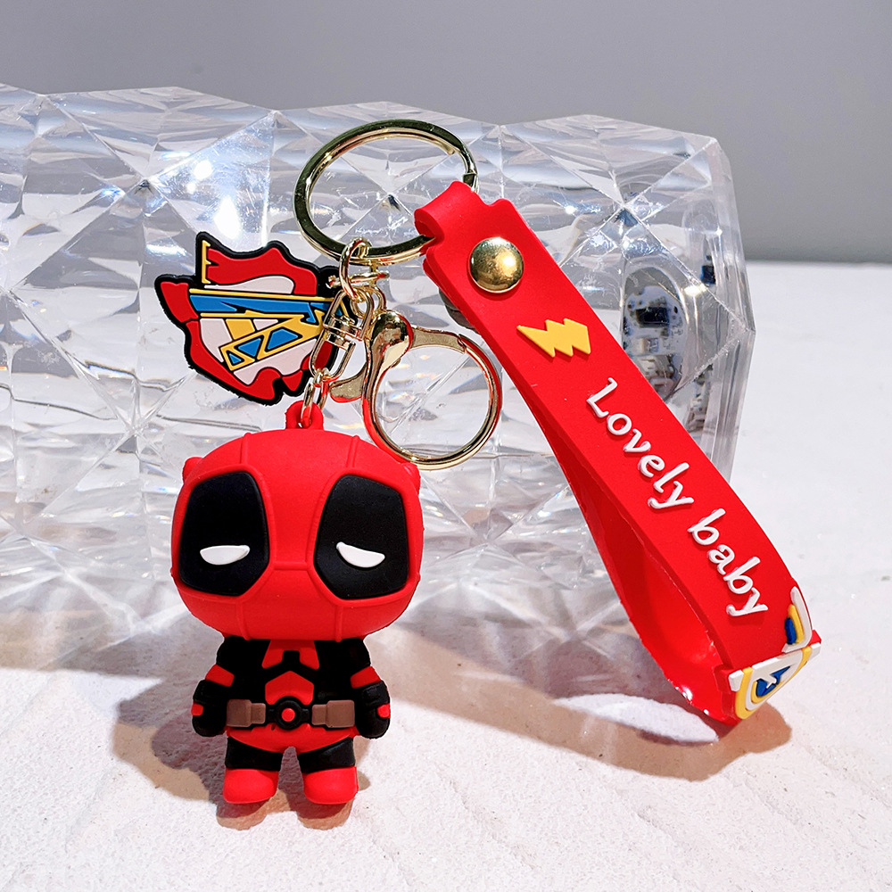 Animation Deadpool Spiderman Q Edition Avengers Keychain Keyring Captain America Hulk Venom Ironman Spiderman Netby