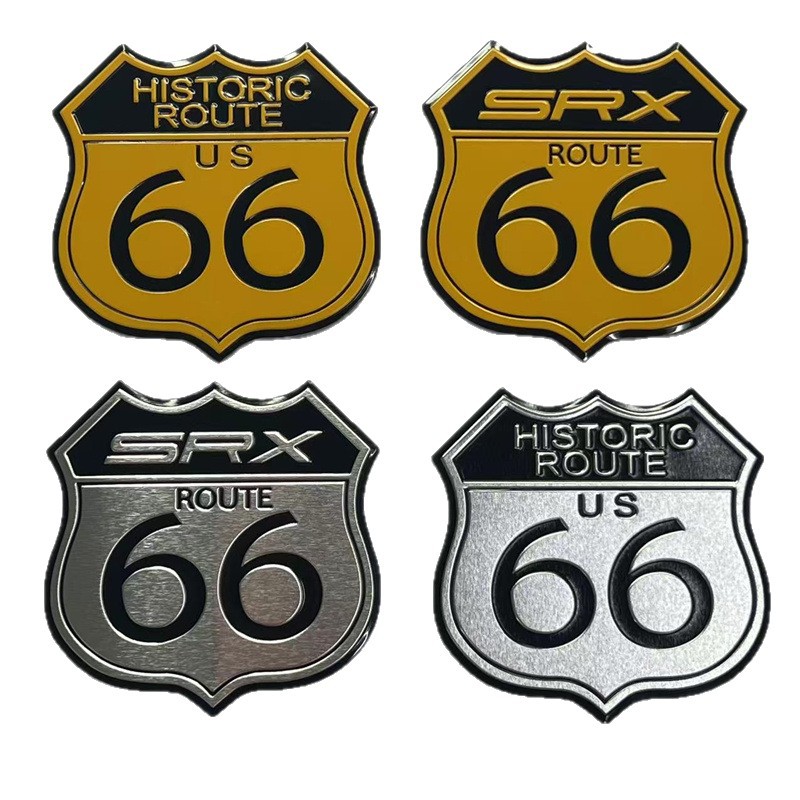 Aluminum Cadillac SRX HISTORIC ROUTE US 66 Car Sticker Netby