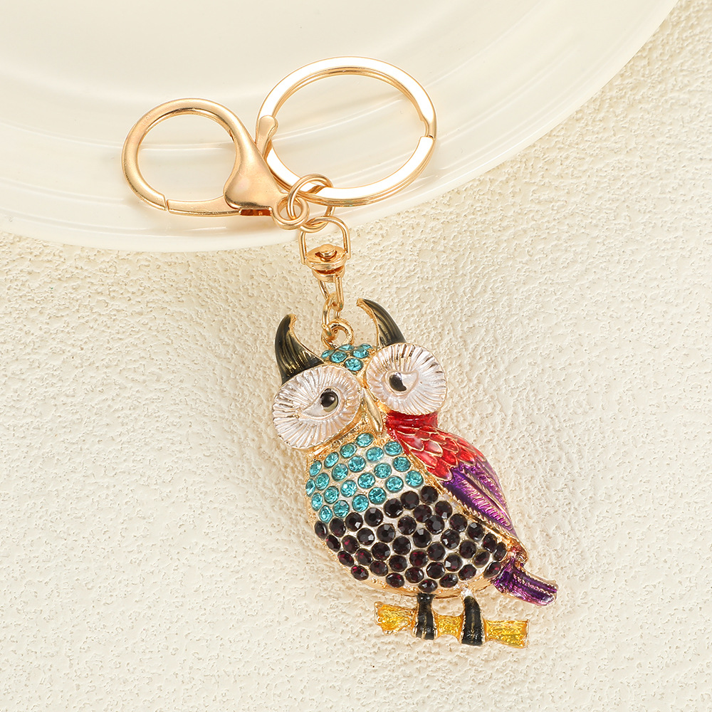 Rhinestone Colored Owl Keychain Keyring Netby