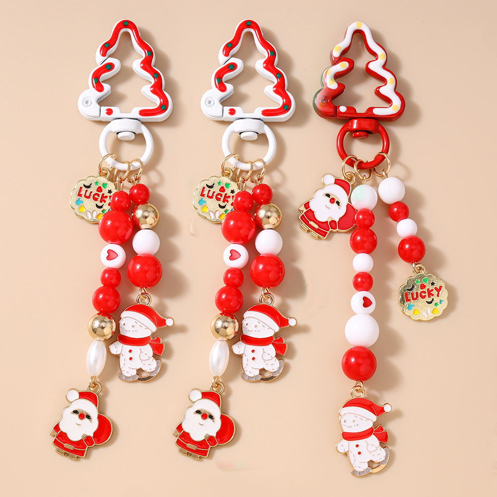Beaded Snowman Festival Christmas Keychain Keyring Netby