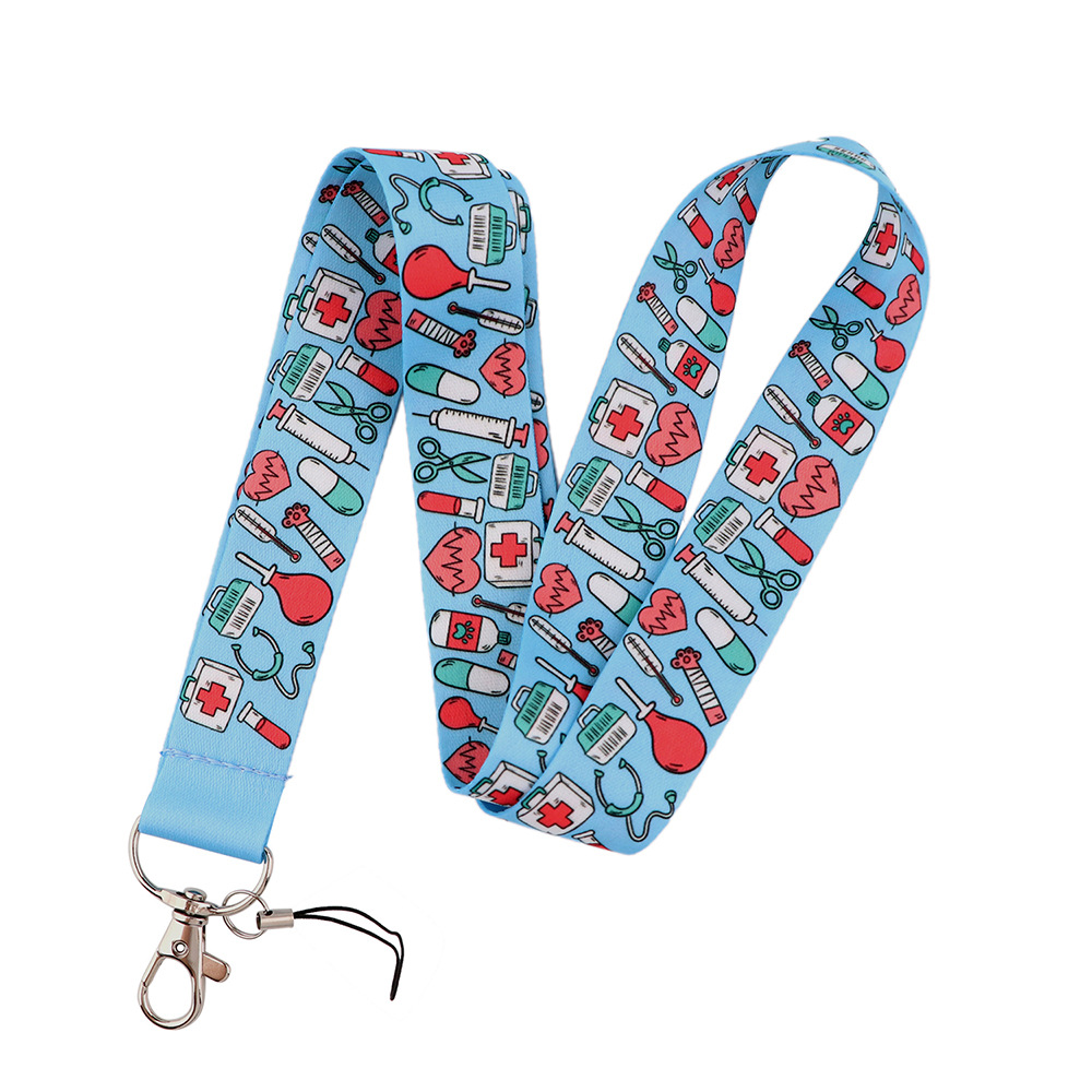 Cute doctor cartoon mobile phone lanyard, multi-color necklace accessories, ID card, camera, keychain, office gift Netby
