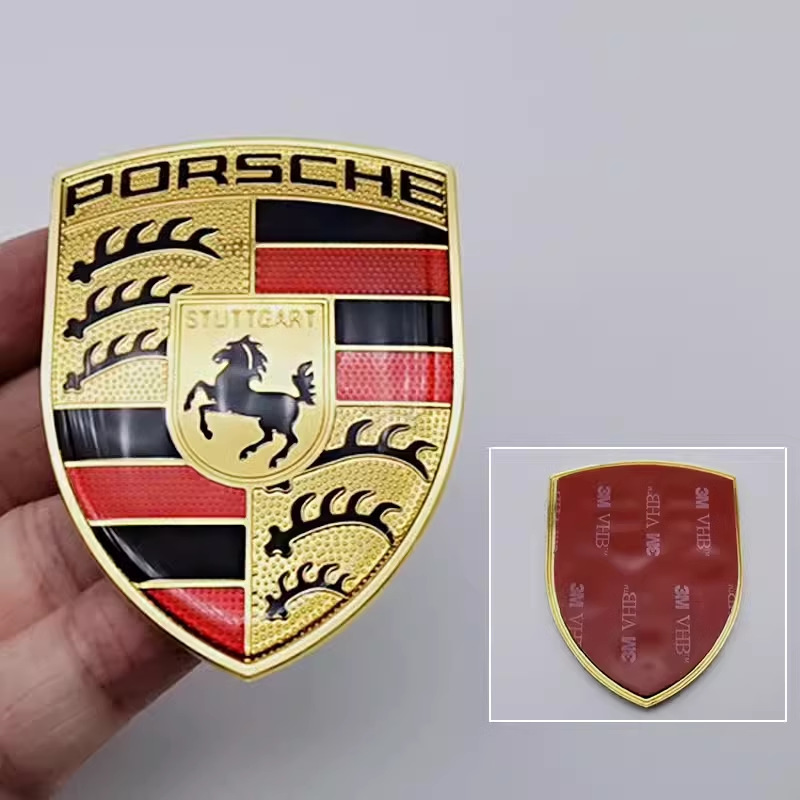 Metal Porsche Car Hook Engine Cover Emblem Badge with Glue Sticker Netby