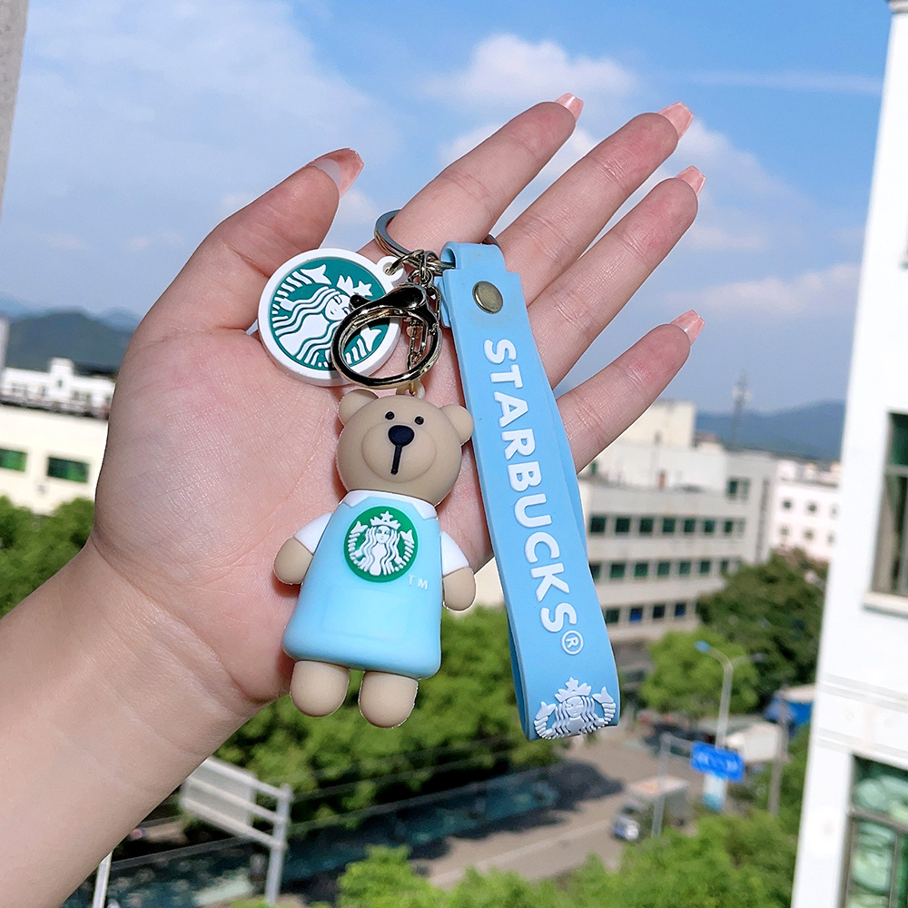 Rubber Starbucks Bear Coffee Cup Keychain Keyring Netby