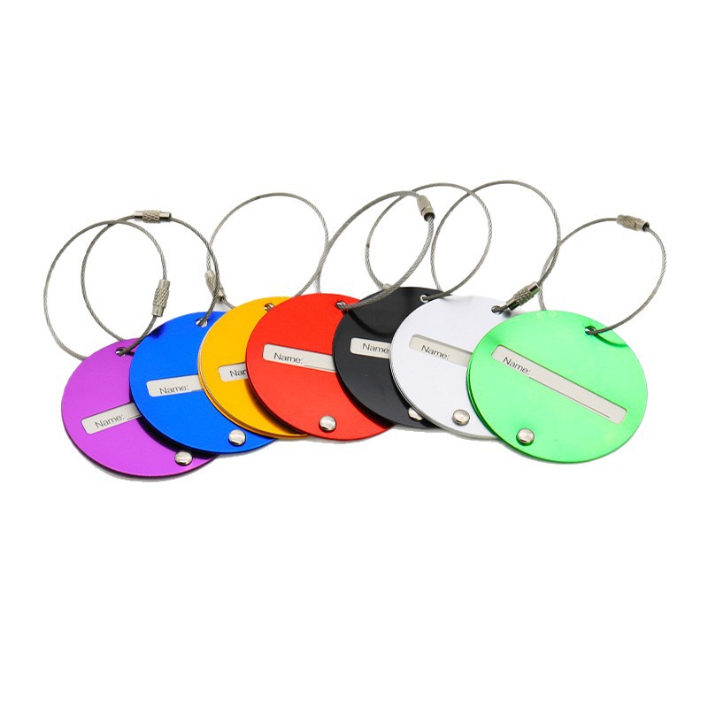 Wholesale 100 Pieces Aluminum Alloy Aircraft Boarding Passes Anti Lost Travel Backpack Luggage Tag With Key Rope Keychain Keyring Netby