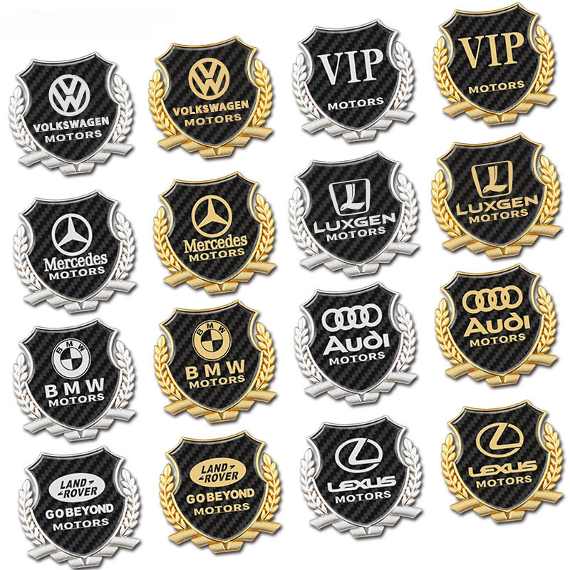 Metal Ear of Wheat Shape Car Side Emblem Badge Golden Silver Color Netby